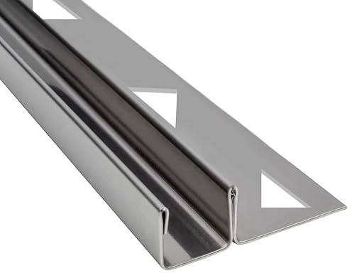 Glaszentrum Hagen - Profilo a U in Acciaio Inox 2440x12,5x11 mm - Per Parete e Pavimento - Inserimento per Docce