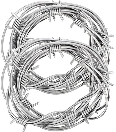 SAFIGLE 2Pcs Fake Barbed Wire Halloween Prank Decoration - Realistic Simulation Barbed Wires for Spooky Party Props and Haunted House Decor