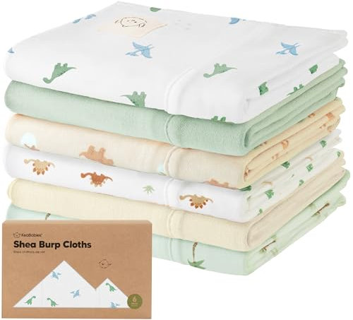 Bio Spucktücher Baby Junge, Mädchen - 6er-Pack Große Baumwoll Mulltücher Baby Waschlappen, Super Saugfähig, Ultraweiches Neugeborene Set, Geschlechtsneutral, Maschinenwaschbar, Langlebig (Roarsome)
