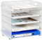 EasyPAG 5 Tier Desktop A4 Mesh Filing Tray Office Desk Tidy File Holder Paper Organiser Magazine Storage Rack,White