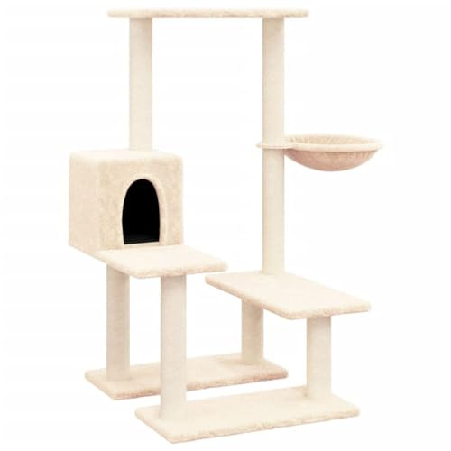 vidaXL Kratzbaum, Katzenkratzbaum mit Sisal-Kratzsäule, Katzenbaum mit Katzenhöhle Plüsch, Kletterbaum für Katzen, Katzenmöbel, Creme 94,5cm