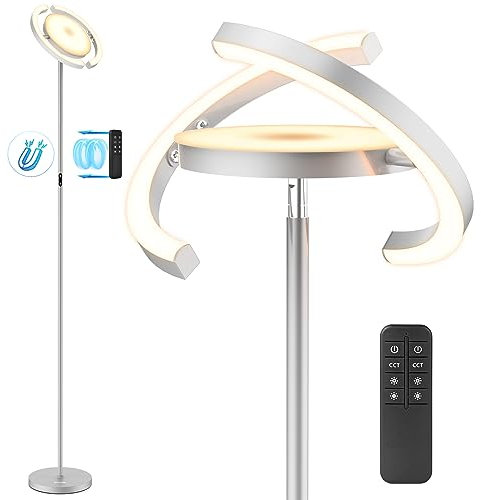 FIMEI Lampade da Terra, Piantana Saturno, Lampade salotto 3 Temperature di Colore e Oscuramento Continuo, Piantana con Telecomando e Controllo Tattile, Lampada da Moderna (PY-F1205, Grigio)