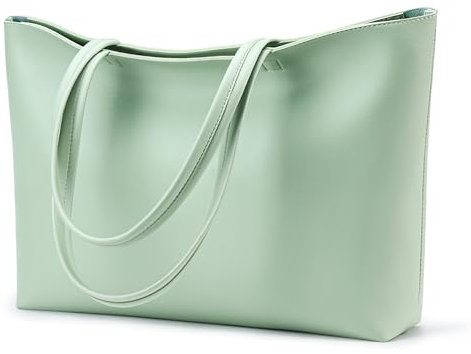 KALIDI Handtasche Damen Groß Shopper Tasche Damen PU Leder Tote Bag Wasserdichte Henkeltaschen mit Reißverschluss für Arbeit, Reisen, Einkauf, Schule Grün