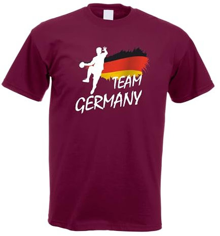 Kiwistar - T-Shirt Herren - Burgund - M - Handball Team Germany - Handballspieler - Geschenk Mann Sportspieler T-Shirt - Fanshirt