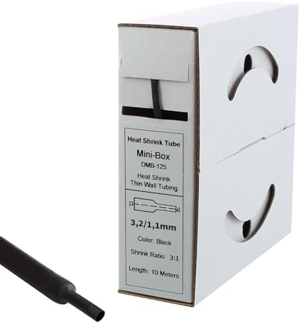 Offgridtec 10m Schrumpfschlauch mit Kleber 3 mm > 1 mm, 3:1 Schrumpfrate, Dual-Wand, Halogenfrei, Flammhemmend, Wasserdichte Kabelisolierung, Leicht zu Schneiden, Inklusive Spenderbox, Schwarz