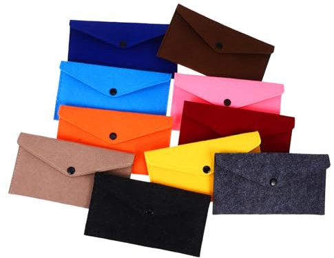 EXCEART 10stücke Filz Aufbewahrungstasche Für Handy Kleingeld Und Kopfhörer Mit Druckknopf in Verschiedenen Farben Praktische Filztaschen Zum Lagern Von Bargeld Ladekabel Und Schreibwaren