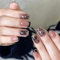 OKAQEE 24Pcs French False Nails - Short Press on Nails (Black Butterflies)