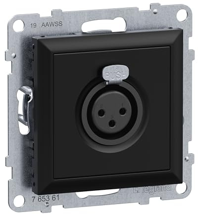 LEGRAND, SEANO XLR-Dose 3-polig weiblich, Einsatz inklusive Abdeckung, Schraubklemmen: 0,5 mm², Farbe: Schwarz, 765361