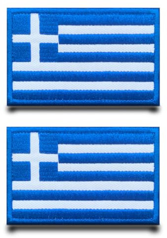 2 Stück Griechenland Flagge-Patch Stickerei Taktische Militär Greece Patch,Aufnäher Mit Nylon Airsoft Für Abzeichen Stickereibänder Jacke Rucksäcke Taschen Taktische Kleidung
