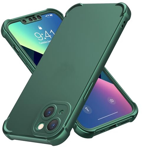 ORETECH Cover per iPhone 13, Custodia iPhone 13 con [ 2 x Pellicola Protettiva Vetro Temperato] Antiurto Silicone Premium Anti Graffio Cover Protezione per iphone 13 - Verde