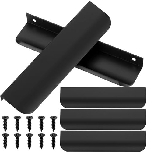 mauuuba 5 Pcs Tiradores Cocina Negros, Tiradores Armarios Dormitorio, Tiradores Cajones Cocina, Tiradores de Puertas, Tiradores para Armarios Aparador Muebles, Negros/150mm