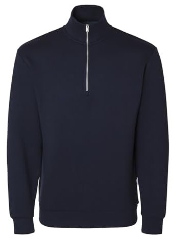 SELETED HOMME Herren SLHEMANUEL Soft Zip HIGH Neck Sweat NOOS Sweatshirt, Sky Captain, XXL