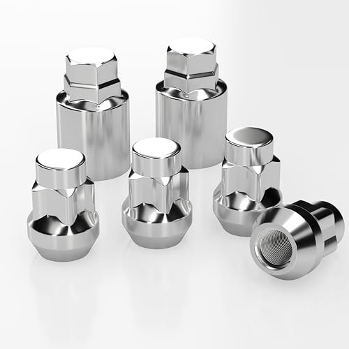 ZOFFI Chrome Wheel Locking Nuts 4PCS With 2PCS Sockets(Hex 19mm/21mm) M12x1.5 Sliver Alloy Steel Wheel Nuts