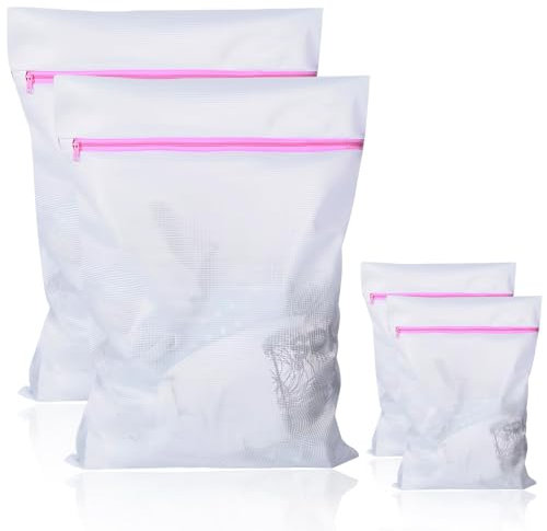 4 Stück Wäschenetz für Waschmaschine, mit 2 Extra Groß 60 x 90 cm von Wäschebeuteln und 2 Waschsack Klein, Verformung und Falten der Kleidung zu Berhindern, Waschnetz Schützt Kleidung