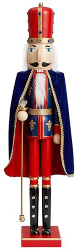 THE TWIDDLERS XXL Riesiger hölzerner Weihnachts-Nussknacker-Soldatenkönig, 120cm / 4ft mit festlichen Farben - Premium Handgefertigtes klassisches traditionelles Ornament aus Kiefernholz