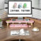 Soporte de madera rosa para monitor, soporte de esquina para monitor de oficina, elevadores para computadora portátil que ahorran espacio, estante de almacenamiento ergonómico para monitores