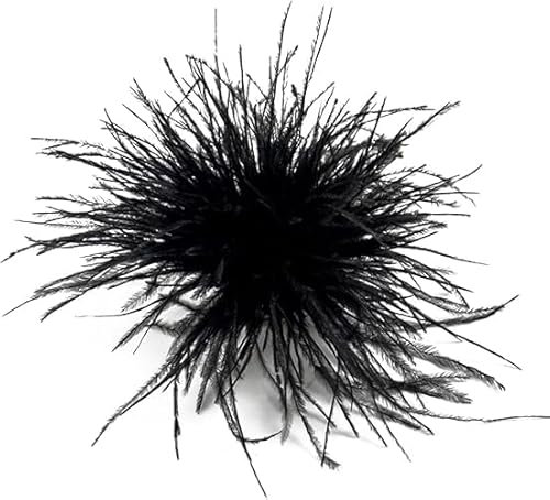 Broche à plumes noires pour fête, robe de mariage, décoration de robe d'autruche - Épingles à cheveux pour femme et fille