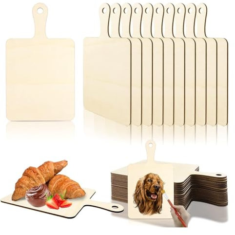 Fmoutyy Tagliere in legno grezzo con manico, per fai da te, Natale, casa, cucina, decorazione (23,9 x 14 cm)