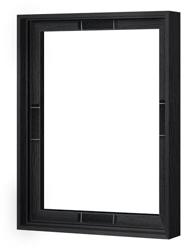 Abtgt 11x14 Canvas Floating Frame with 0.9 Deep, Black Floater Frame for Canvas Paintings with Adhesive, Vertical or Horizontal Wall Art frame for Prints Oil Painting Diamond Decor, 1 Pack.