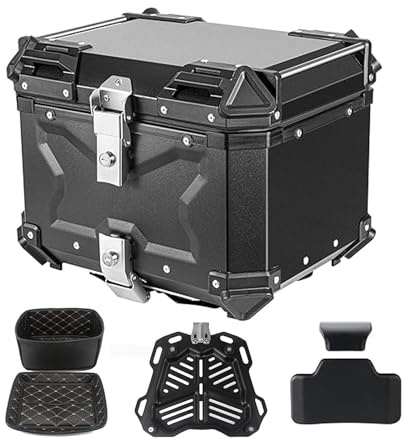 XBDLYQBD Top Case en Aluminium Moto 28L-100L Coffre Arrière étanche avec Serrure de Sécurité pour Tour