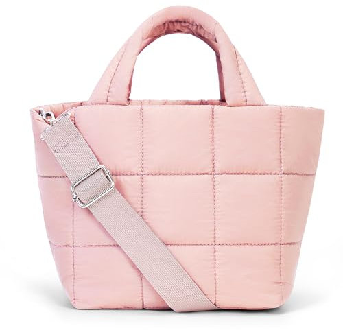 ACUYE Borsa a tracolla trapuntata da donna, grande, trapuntata, con imbottitura trapuntata, B02-rosa, 22cm