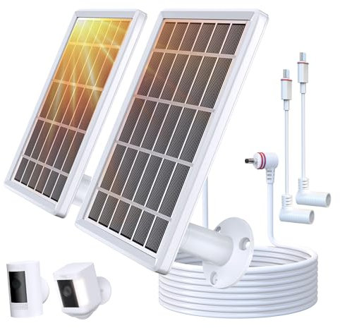 Solar Panel Charger for Ring Camera, Camcorder Solar Charger Compatible with Ring Stick Up Cam Battery, Stick Up Cam Pro Battery, Spotlight Cam Plus Battery, Spotlight Cam Pro Battery, 3W, 2 Pack
