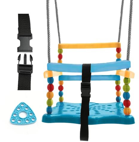 Toys Kind Babyschaukel Outdoor Kinderschaukel Outdoor 3 in 1 - Verstellbar Baby Schaukel Outdoor Indoor mit Rückenlehne Anschnallgurt - Schaukel Kinder für Garten - Kinder Schaukel Outdoor (Blau)