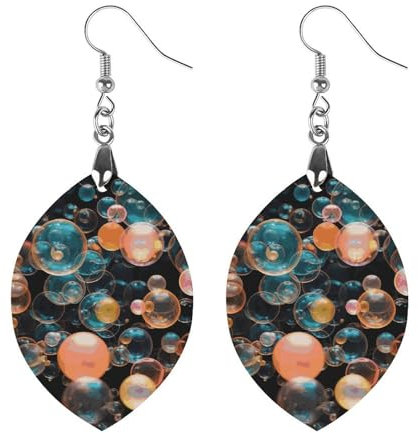 Seifenblasen-Holz-Ohrringe, Schmuck, Geschenke, leicht, Vintage-Stil, Naturholz-Anhänger, klassisch, künstlerische Ohrringhaken aus Holz für Frauen, Apricot shaped, Aus Holz, Holz