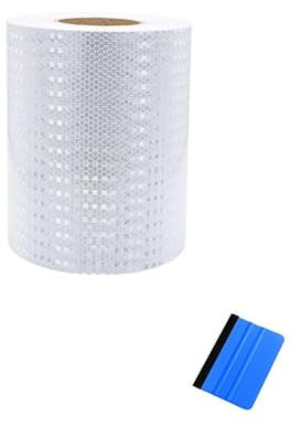 CiCixixi 10cm*10m Nastro Riflettente Adesivo Bianco Nastro Catarifrangente Adesivo Stradale Promemoria Di Sicurezza Ad Alta Visibilità Per Auto Moto Bicicletta Attività Notturna