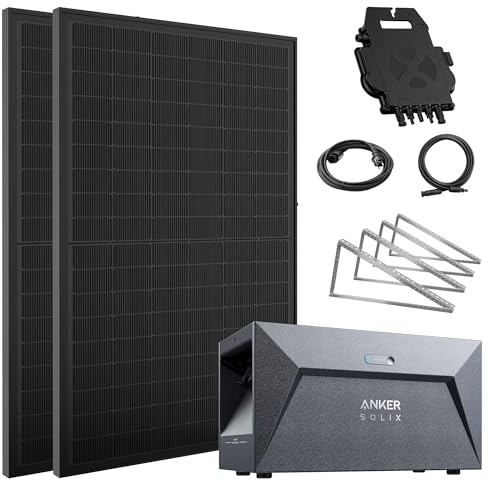 ALLDREI® Speicher für Balkonkraftwerk 800w komplett steckdose, mit 2x 500W Bifazialer Solarpanel & 1,6kWh Speicher E1600, Wechselrichter 600/800W mit APP&WIFI & Halterung Flachdach, 0% MwSt.