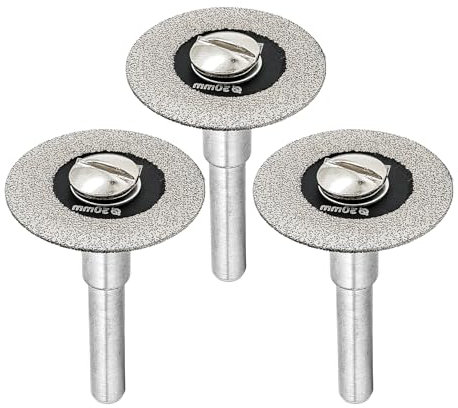 DT-DIATOOL Diamant-Glas-Trennscheibe, 3 Stück 30mm Mini-Diamant-Sägeblätter mit 6mm Schaft für Fliesen, Keramik, Porzellan, Marmor, Granit, Kunststein auf Bohrmaschine