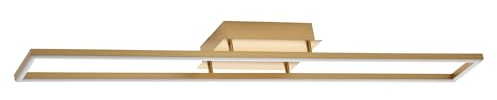 Happy Homewares Modern IP20 LED Rectangular Strip Ceiling Light Fitting in Brushed Gold Perfect for Kitchens | 38w = 125w | 3000k Warm White | 91cm Length