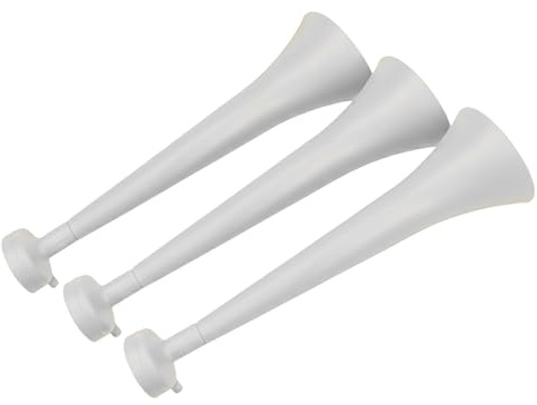 FUN FAN LINE Set da 3 Vuvuzela in Plastica Resistente per Sport - 120 Db | Trombe per Tifo, Calcio, Eventi Sportivi e Feste - Accessori per Tifosi - Blanco