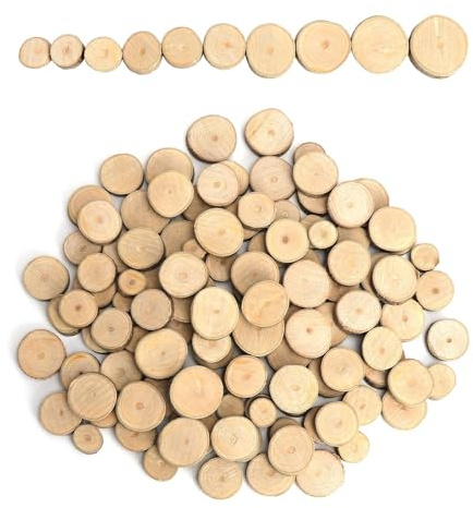 120 Stück Runde Holzscheiben zum Basteln Baumscheiben Klein (1-2cm/2-3cm) | Holzstücke, Holzplättchen Rund, mit Baumrinde, für DIY, Hochzeit Tischdeko, Weihnachten Dekoration