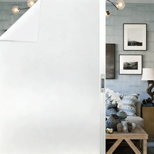Vinilo Ventana Privacidad 50 x 190 cm Reutilizable Privacidad Esmerilado Estático Vinilo para Cristal Adhesivo Cristal Opaco para Dormitorio Sala Comedor Cocina, Blanco Mate