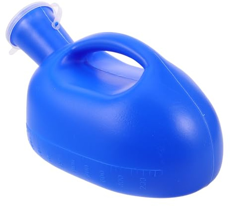 NUSITOU Urinoir Masculin Portable 2000 Ml en Plastique Couvercle Anti-fuite, Grand Réservoir Bleu, Réutilisable pour Personnes Âgées et Usage, Protection Urinaire pour Homme en Voyage