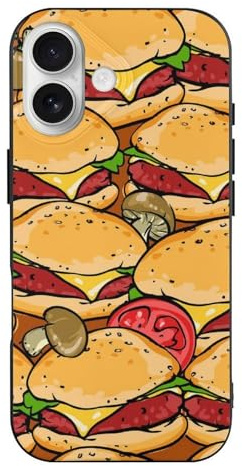 Hamburgers BBQ Grill Pattern Compatible with iPhone 17 All Series Case TPU Protective Case Slim Phone Cover black