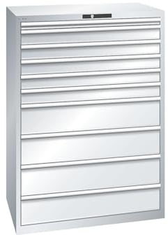 kaiserkraft | ESD-Schubladenschrank | BxTxH 1023 x 725 x 1450 mm | 10 Schubladen | Traglast 200 kg / 1 x 50 mm mit 75 kg | lichtgrau