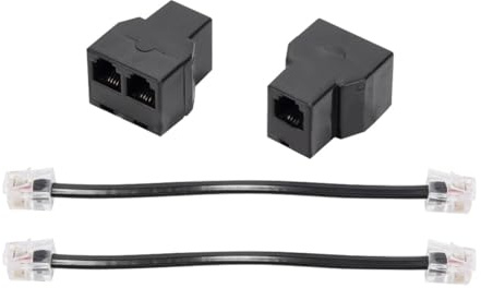 Qomcsrl 2 Stück RJ11-Telefonkabel-Splitter, 15 cm Kabel, 6P4C, 2 Anschlüsse, Telefonkabel-Splitter-Adapter, Langlebig, Einfach zu Bedienen