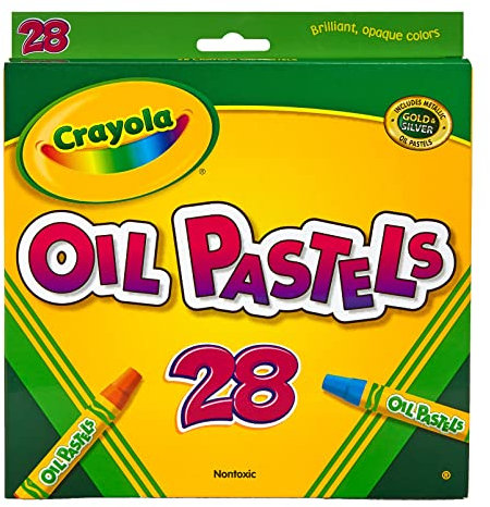 Crayola Pastels à l’huile, 28 couleurs brillantes opaques, grands pastels de forme hexagonale, idéaux pour les enfants de 3 ans et plus, non toxiques, mélangables, solides et durables