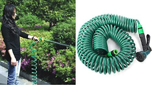 New 15M Retractable Coil Garden Hose Pipe Reel With Water Spray Gun Nozzle