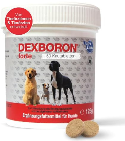 NutriLabs Dexboron® forte Hunde Kautabletten 50 STK. - Tabletten mit Teufelskralle für Hunde - Hunde Regenerationsmittel mit Weidenrinde, Weihrauchextrakt u.v.m. - Hunde Regenerationsmittel