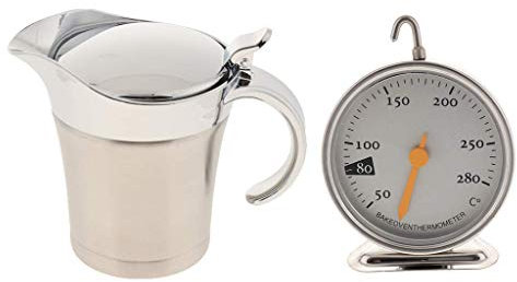 Tubayia 450 ml Stainless Steel Thermo Gravy Boat + Oven Thermometer for Kitchen, Restaurant