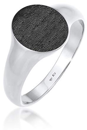 Kuzzoi Siegelring Herrenring oval matt geschwärzt, massiv 12 mm breit in 925 Sterling Silber, Basic Silberring poliert, Ring für Männer in der Ringgröße 58, 0604471420_58