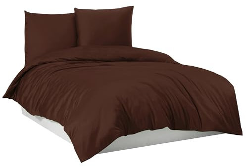 Mixibaby Bettwäsche Bettgarnitur Bettbezug 100% Baumwolle 135x200 155x220 200x200 200x220, Farbe:Braun, Größe:200 x 220 cm