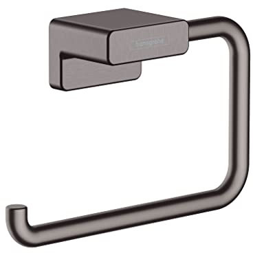 hansgrohe AddStoris - Handtuchring, Handtuchhalter für Wandmontage, verdeckte Befestigung, Badezimmer Zubehör, Brushed Black Chrome, 41754340