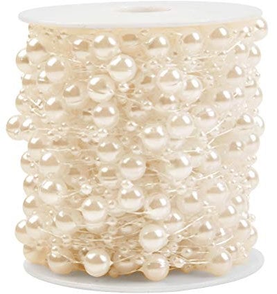 KONAMO 30 m Kunstperlenkette, Perlenkette, Perlenkette, Girlande, Kette für Hochzeit, Party, Schmuckherstellung, Beige