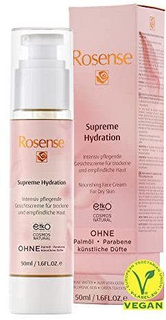 Rosense Supreme Hydration – intensiv pflegende Gesichtscreme für trockene und empfindliche Haut Feuchtigkeitscreme vegan - 50 ml