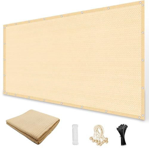 Amagenix 90% Sun Shade Cloth with Grommets, 10' x 10' Pergola Replacement Shade Cover Canopy Privacy Screen for Outdoor Patio Garden, Wheat (We Customized)