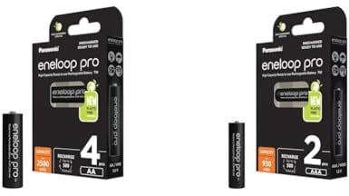 Panasonic eneloop pro, Batterie Ready-to-Use Ni-MH, AA/Mignon, confezione da 4, min. 2500 mAh & pro, Batterie Ready-to-Use Ni-MH, AAA/Micro, confezione 2, min. 930 mAh, black